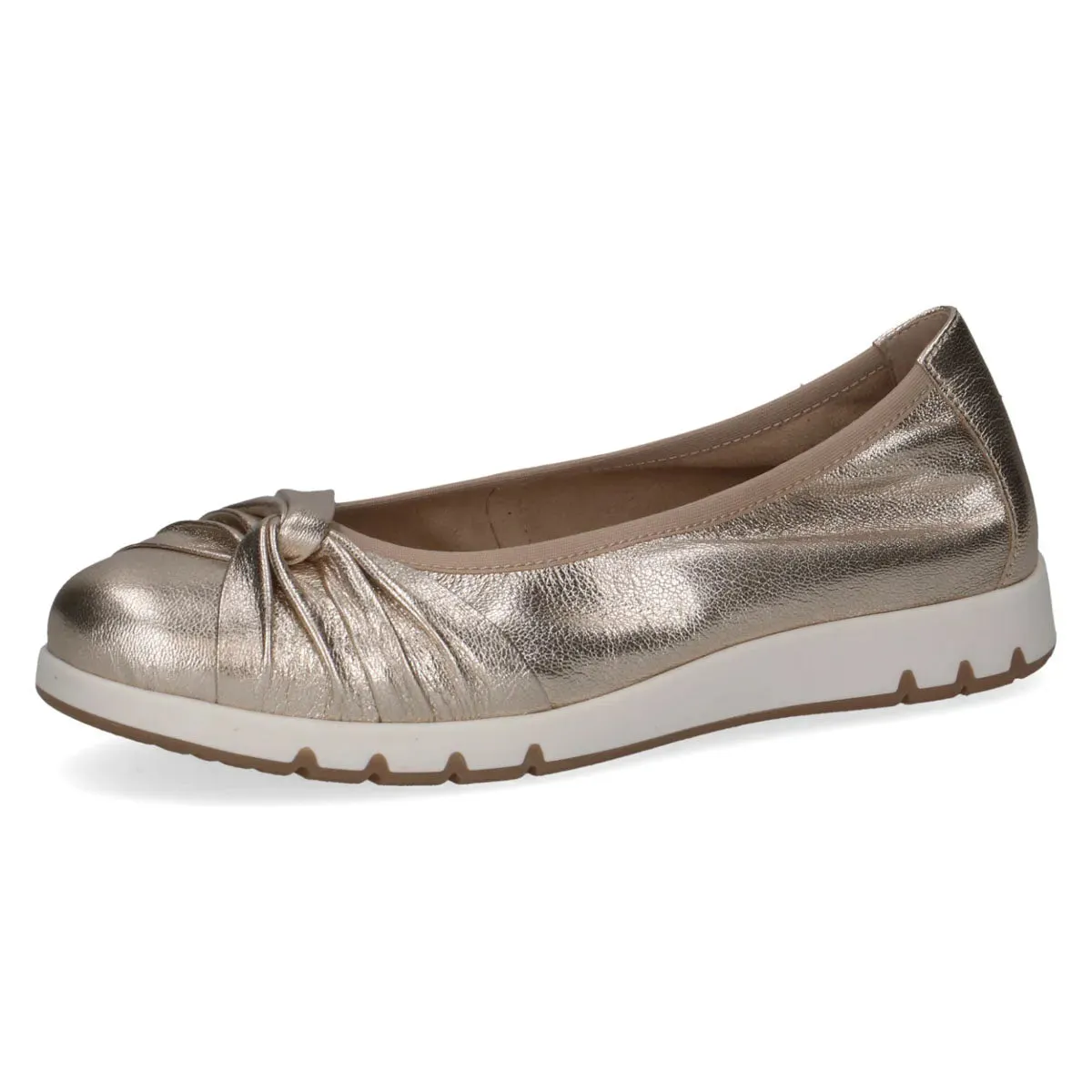 Caprice Platin Metal Ballerina Shoes: Comfort Meets Modern Elegance
