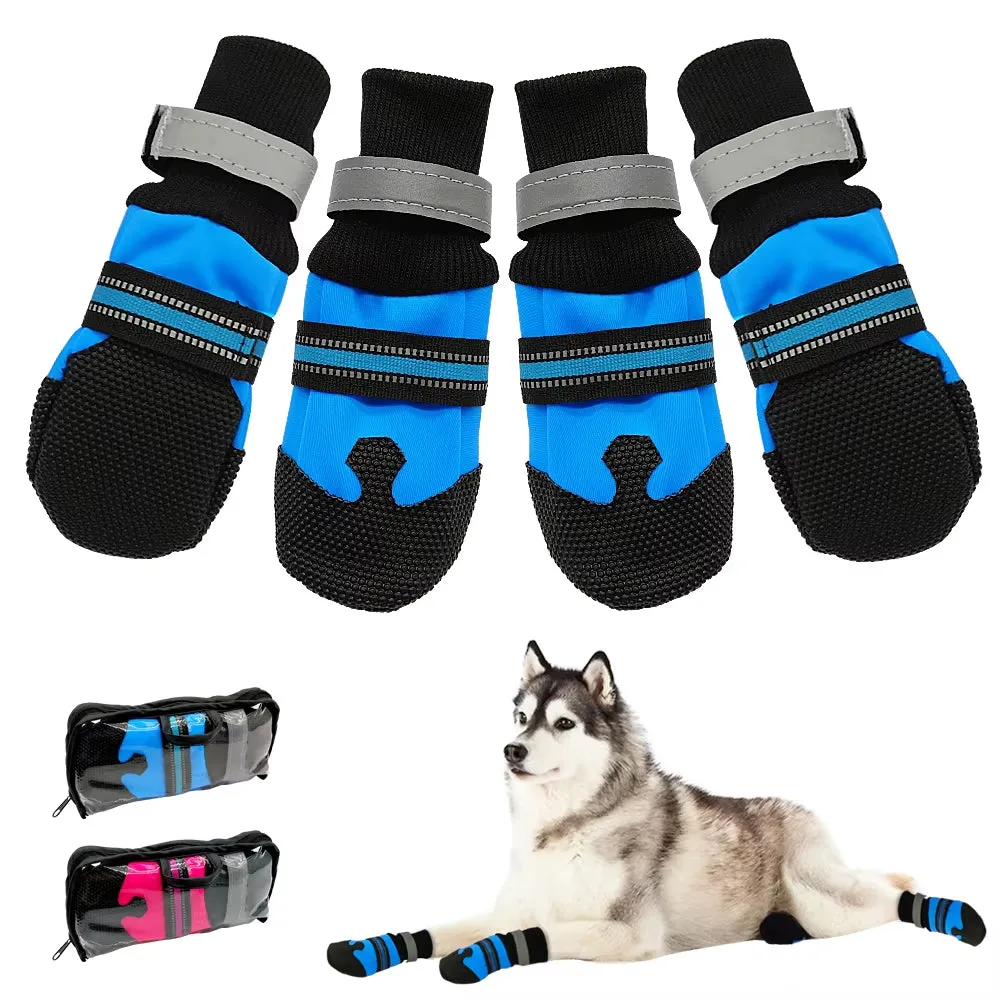 Waterproof Dog Shoes Anti-Slip Snow Boots Paw Protector Warm Reflective